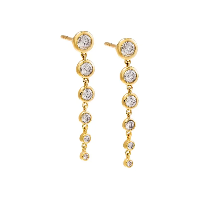 Diamond Bezel Graduated Drop Stud Earring 14K sold by Adina Eden's