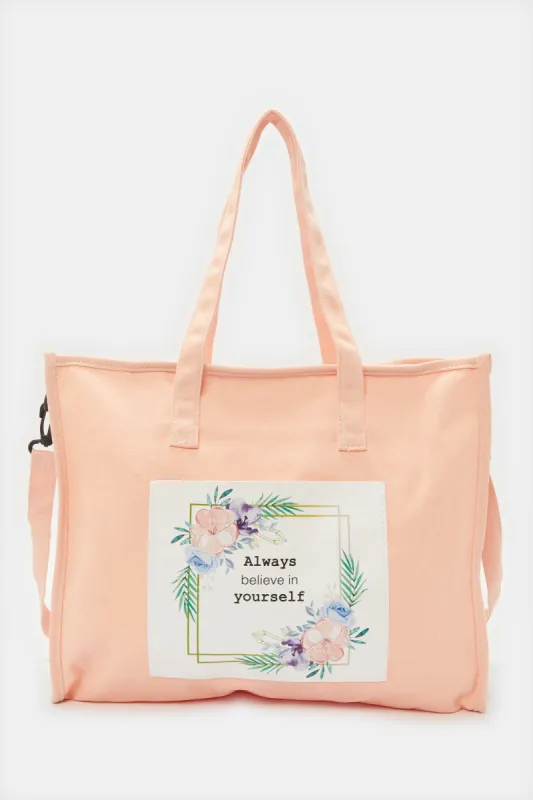 Women Pink Printed Shopper Bag sold by Redtag