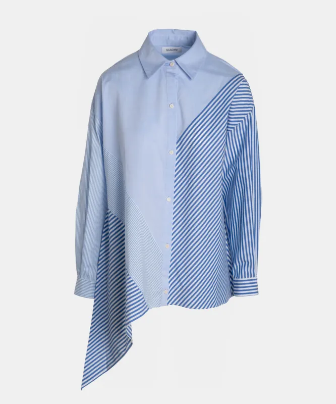 Cotton Asymmetrical Stripe Mix Shirt sold by Naadam