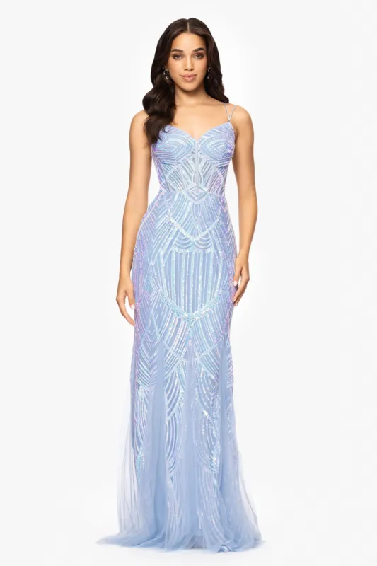 Blondie Nites "Kailey" Sequin Corset Floor Length Dress sold by Xscape