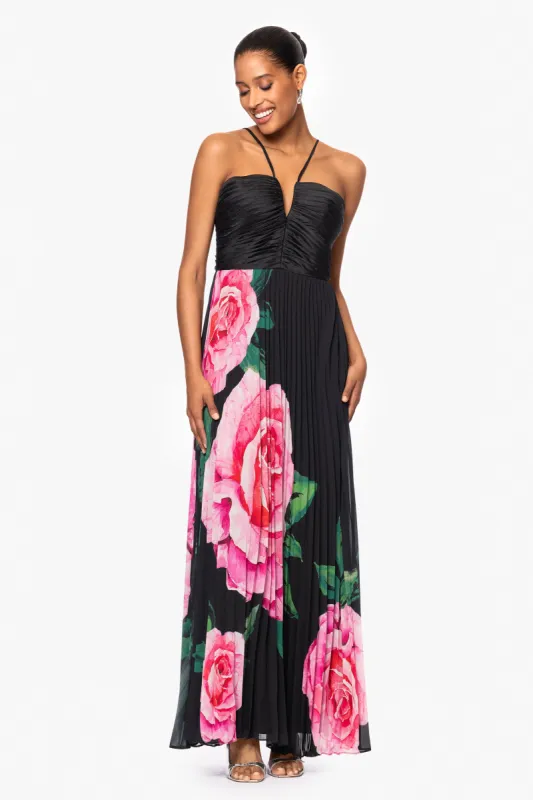 "Margaux" Chiffon Printed Floor Length Dress sold by Xscape