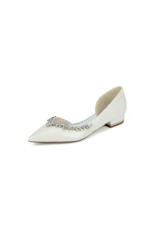 White Ballet Flats with Crystal Accent sold by KissProm