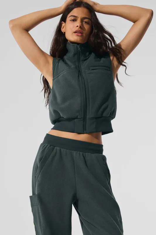 Polar Fleece Wintry Mix Vest - Charcoal Green sold by Alo Yoga