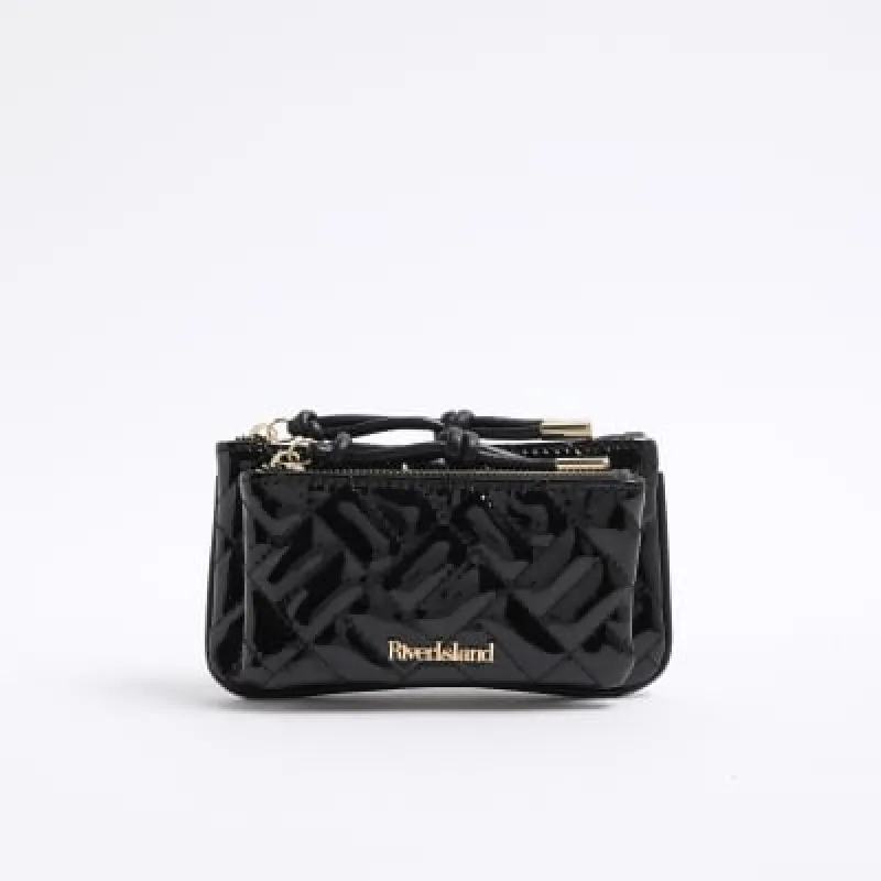 Black Quilted Rope Pull Pouch sold by River Island