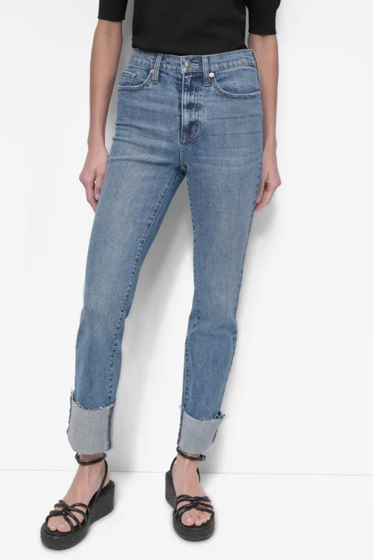 HIGH Rise Length CLASSIC STRAIGHT WITH RAW EDGE PRESSED sold by DKNY