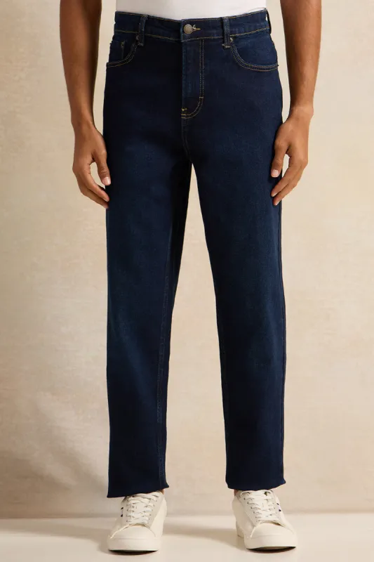 Men Navy Straight Fit Denim Jeans sold by Redtag
