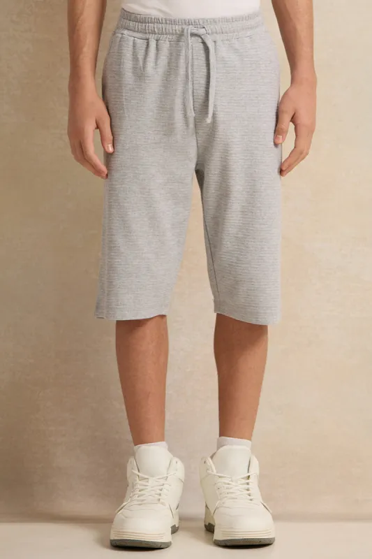 Senior Boys Grey Jacquard Shorts sold by Redtag