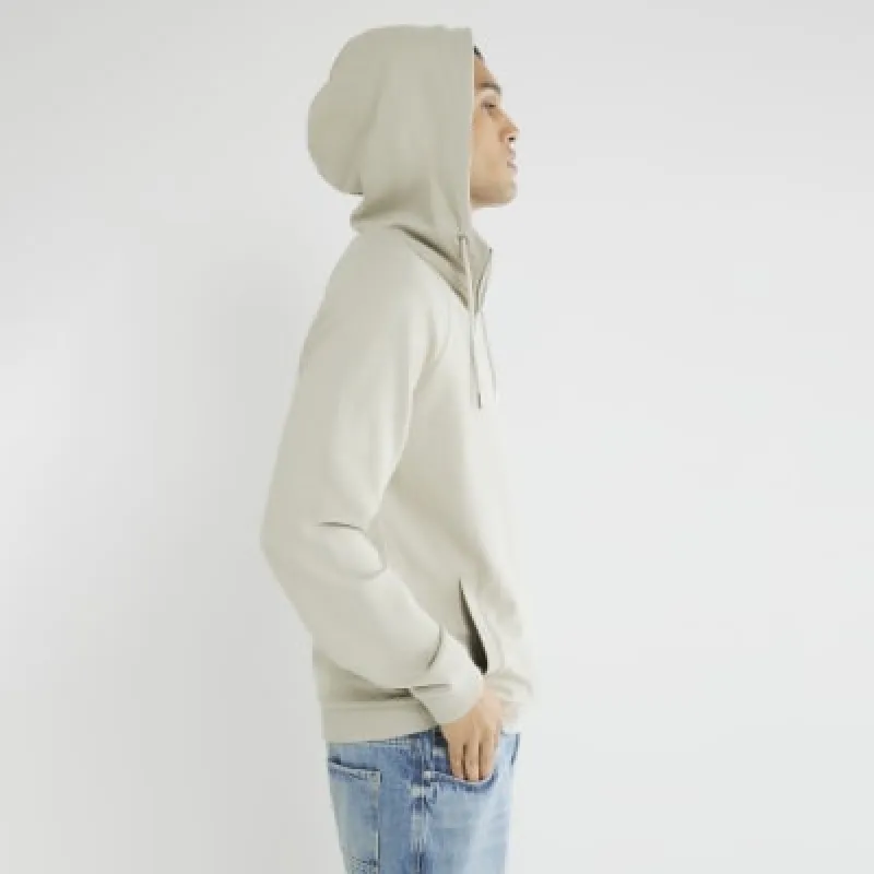 Stone Slim Fit Long Sleeve Quarter Zip Hoodie sold by River Island