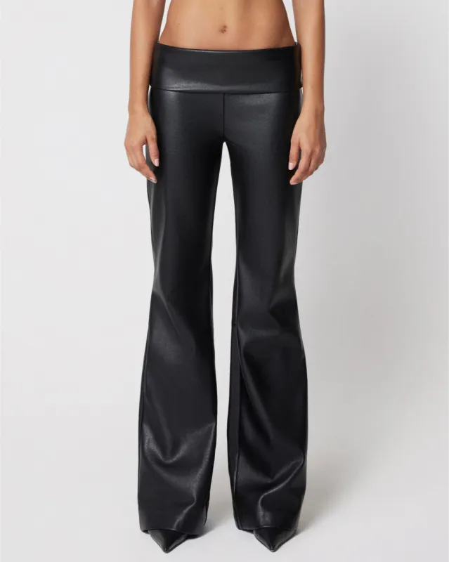 Faux Leather Low Rise Foldover Pant | Black sold by KHY
