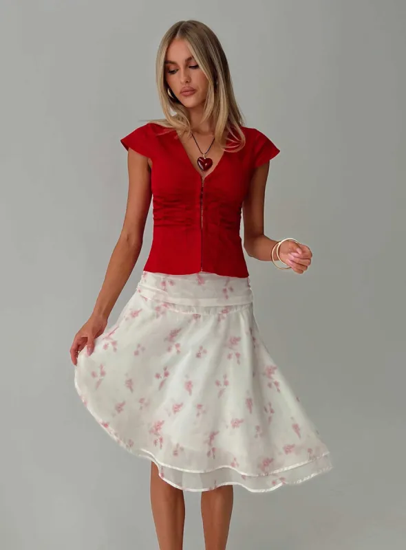 Charisse Asymmetrical Midi Skirt Floral sold by Princess Polly