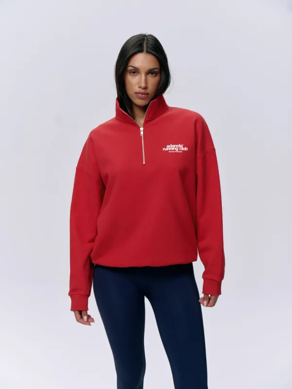 Adanola Running Oversized Funnel Neck Zip Sweatshirt - Classic Red sold by Adanola