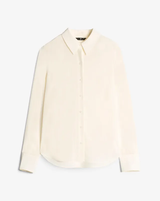 Long Sleeve Silk Blouse in Ivory sold by 7 For All Mankind