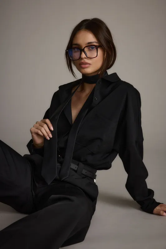 Gisele Black Poplin Button Down sold by 12th Tribe