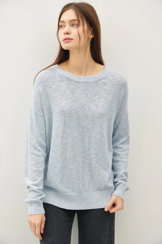 Light Blue Oversized Slub Knit Sweater sold by Pinkblush