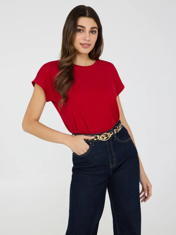 Cuffed Dolman Sleeve Top sold by Suzy Shier