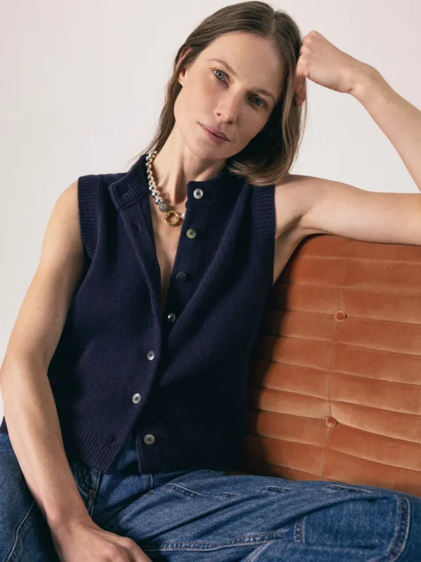 Wool Cashmere Blend Waistcoat | Navy sold by Jigsaw