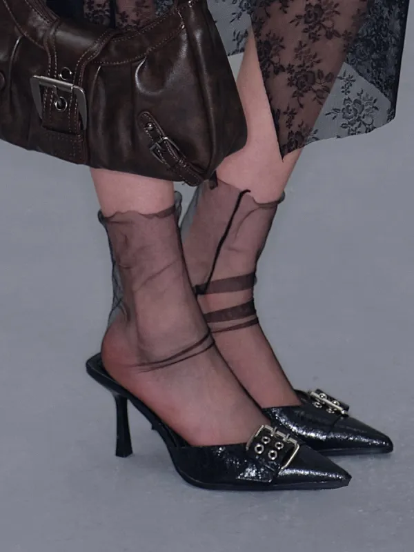 Black Tulle Crew Socks sold by PROD Bldg
