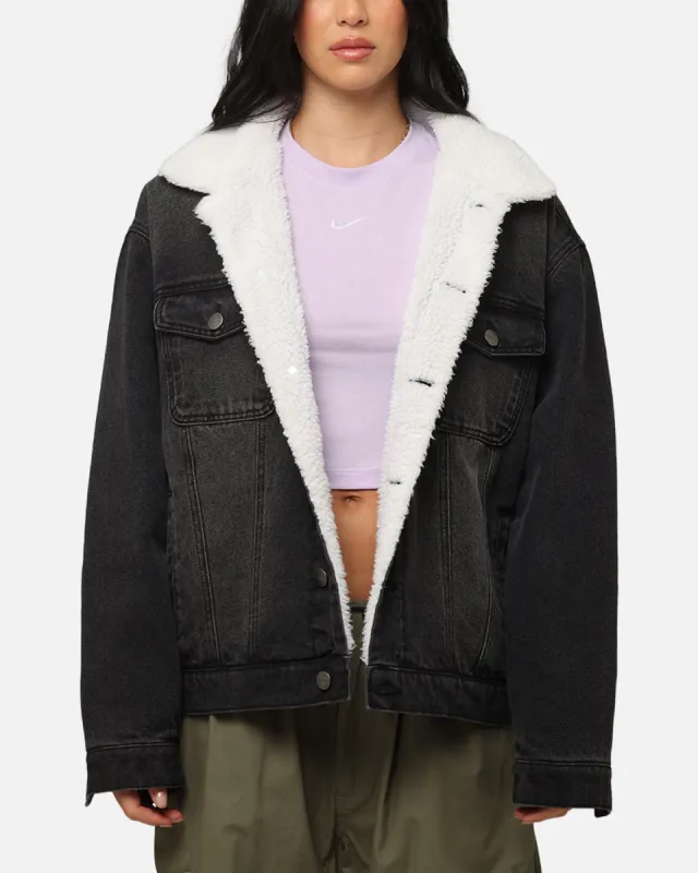 Saint Morta Sherpa Boxy Denim Jacket Black Shadow sold by Culture Kings