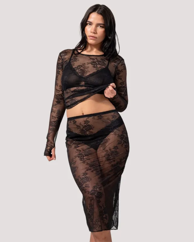 Lace Midi Skirt Black sold by Ivalo.com