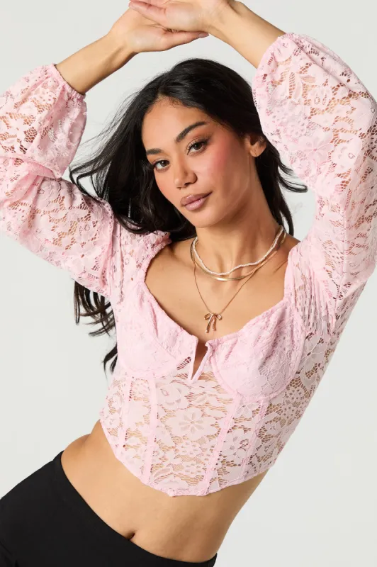 Haut corset à manche longue en dentelle florale sold by Urban Planet