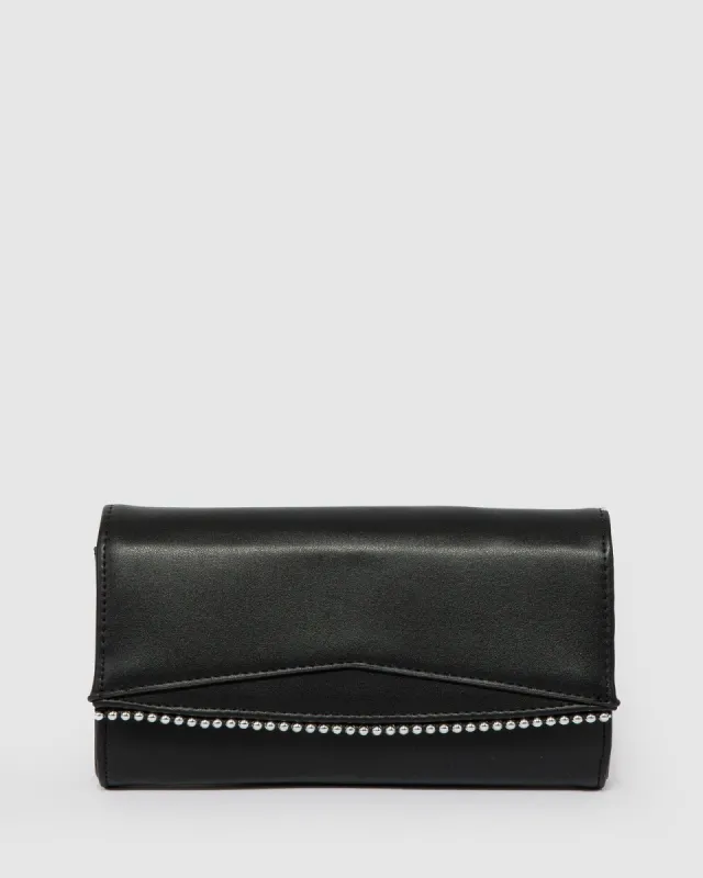 Black Quinn Fold Over Clutch Bag sold by Collete Hayman