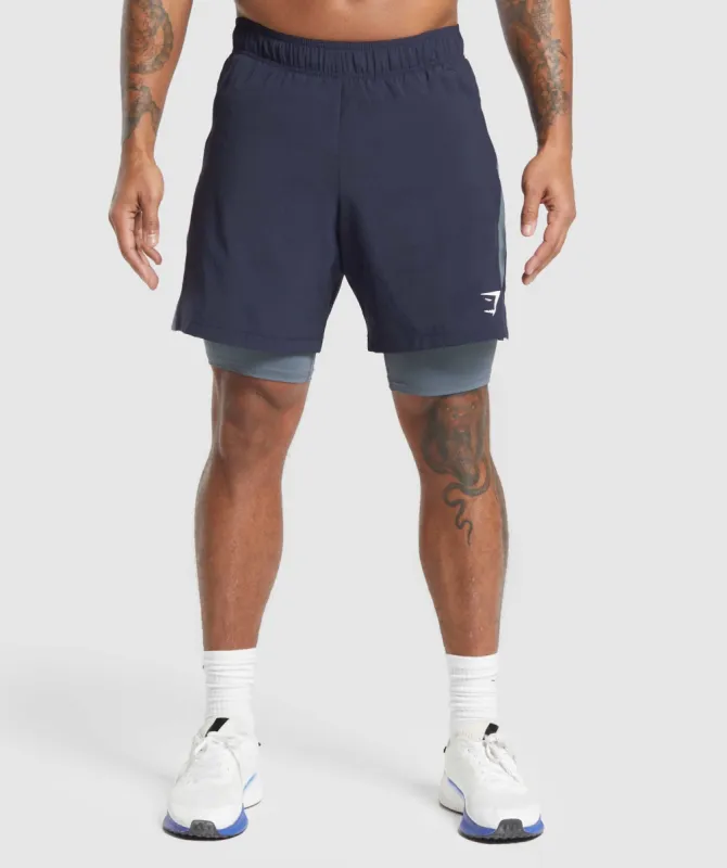Gymshark Sport 7" 2 in 1 Shorts - Heavy Blue/Iron Blue sold by Gymshark