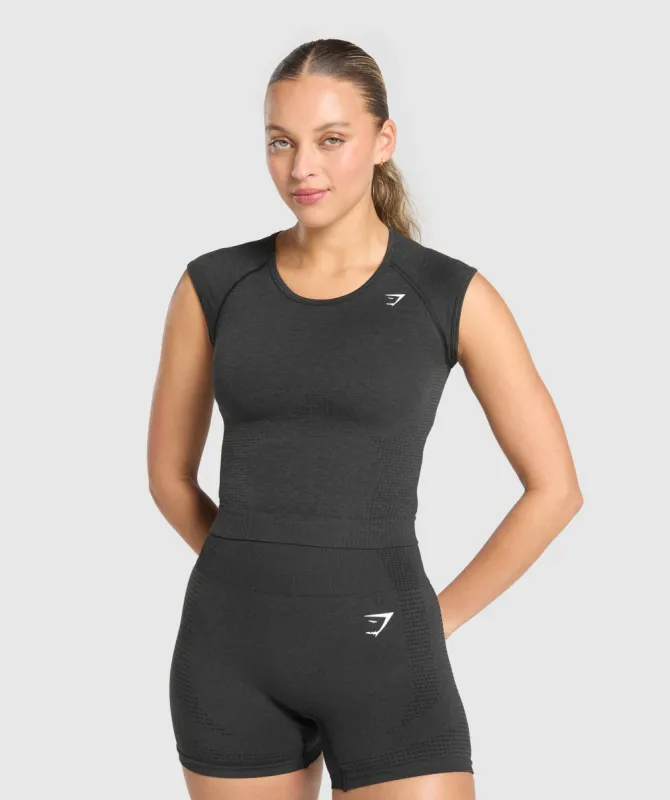 Gymshark Vital Seamless Scoop Neck Top - Black Marl sold by Gymshark