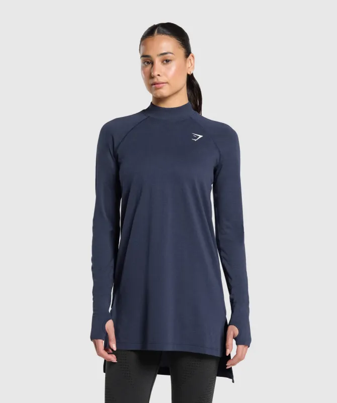 Gymshark Vital Seamless 2.0 Long Line Top - Heavy Blue Marl sold by Gymshark
