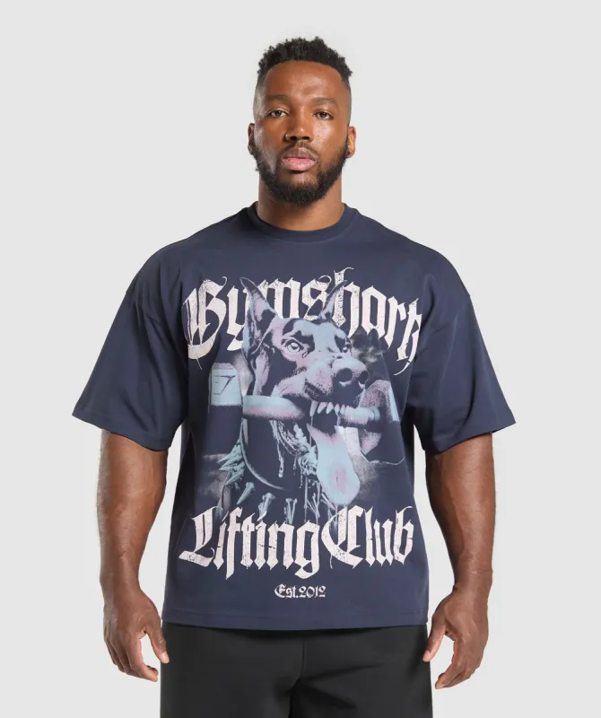 Gymshark Doberman Graphic T-Shirt - Heavy Blue sold by Gymshark