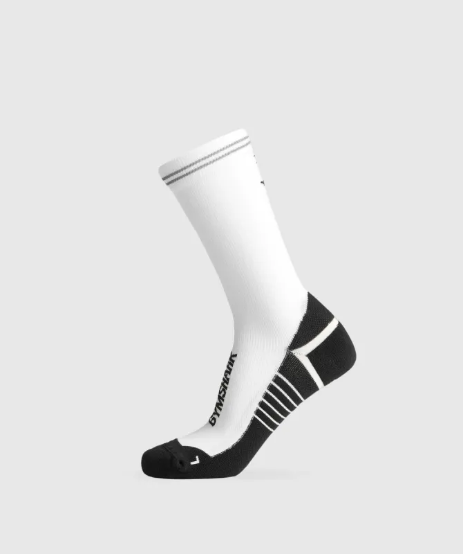 Gymshark Crew Running Socks - White/Black sold by Gymshark