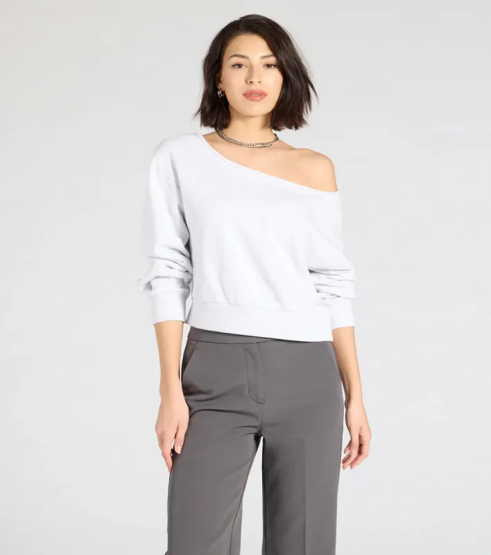 Casual Fave Off-Shoulder Long Sleeve Pullover Top sold by Windsor