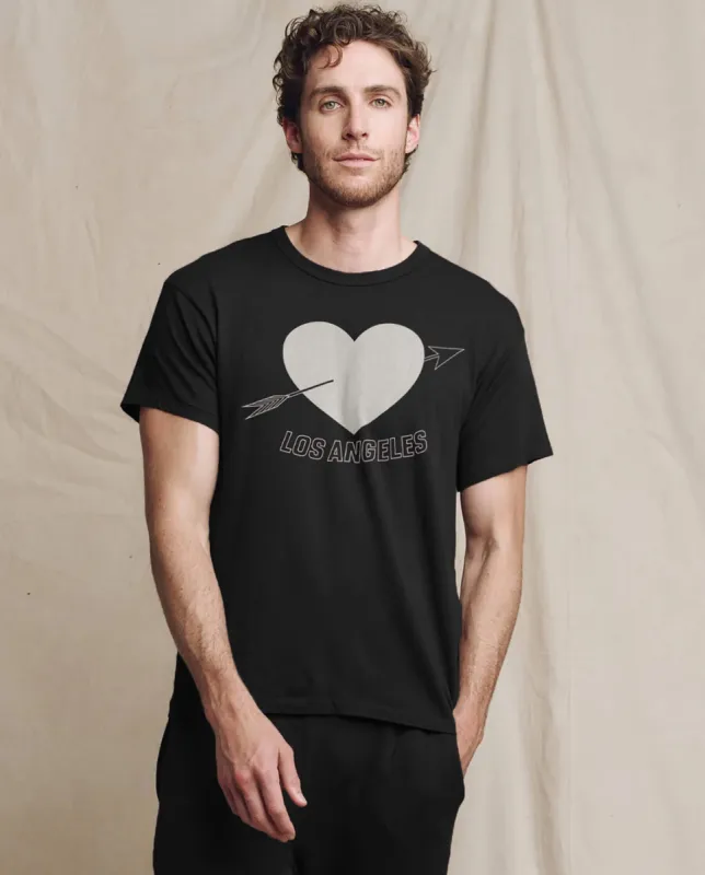 The Men's Boxy Crew. Graphic -- Almost Black with Los Angeles Heart Graphic sold by THE GREAT.