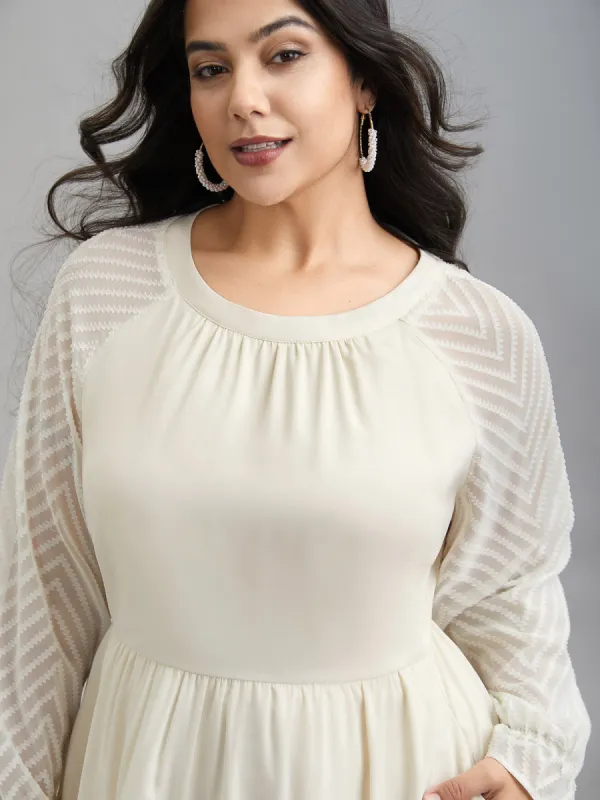 Stretchy-Waist Pockets Plain Textured Midi Dress sold by Bloomchic