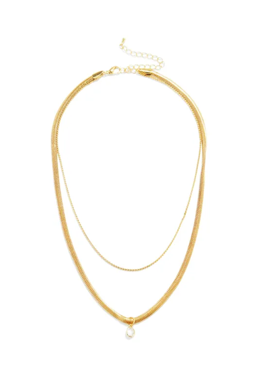 Gloria Double Layered Necklace - Gold sold by Miss Lola