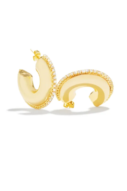 Naylah Chunky Embellished Hoop Earring - Gold sold by Miss Lola