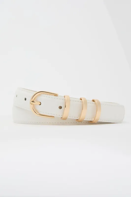 White Croc Triple Keeper Skinny Belt sold by Tuckernuck