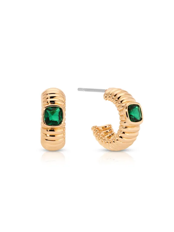 Ribbed Small Hoops sold by ettika