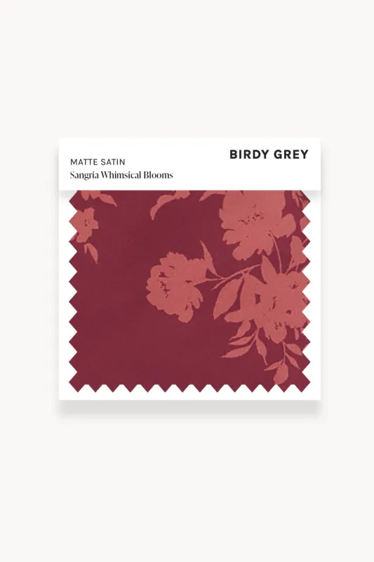 Swatch - Matte Satin in Sangria Whimsical Blooms sold by Birdy Grey