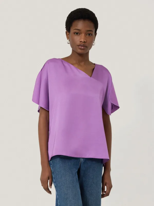 Asymmetric Neck Drape Top | Purple sold by Jigsaw