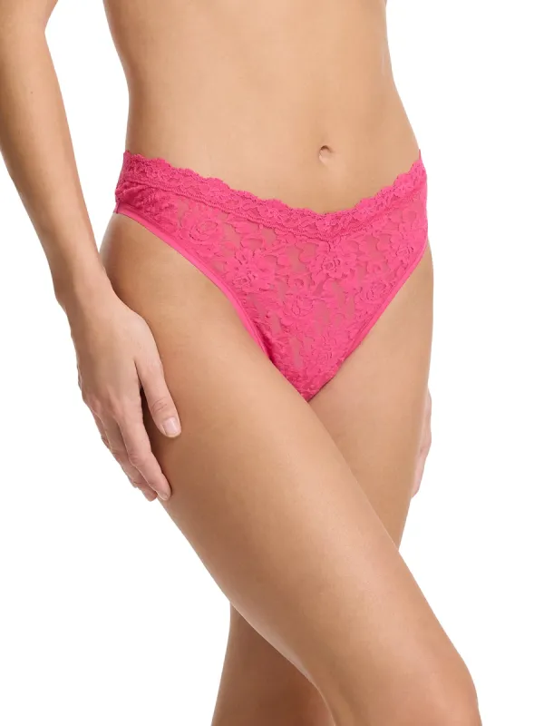 Signature Lace® V-Front High Cut Thong Un-Beet-Able Pink Sale sold by Hanky Panky