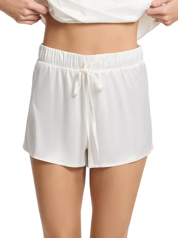 Satin Sleep Drawstring Short Light Ivory Sale sold by Hanky Panky