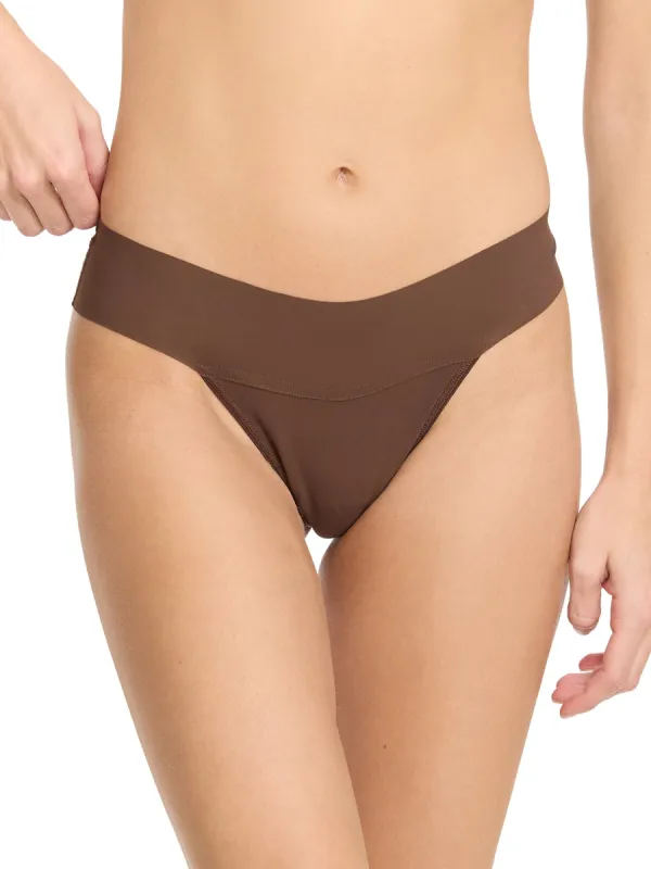 BreatheSoft® Natural Rise Thong Mahogany sold by Hanky Panky