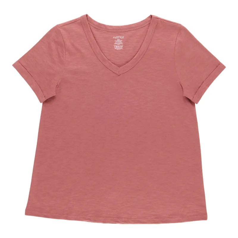 mySTYLE Women's V-Neck Short Sleeve Tee sold by Giant Tiger