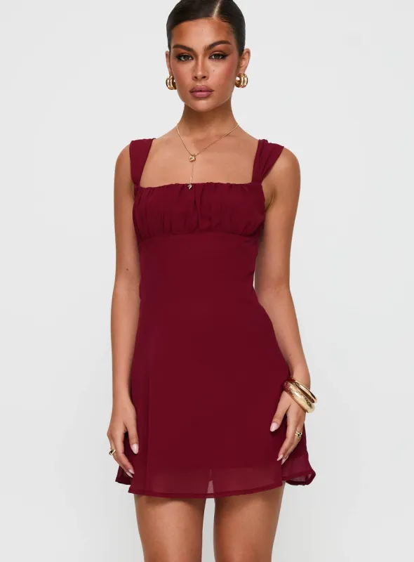 Solasta Mini Dress Red sold by Princess Polly