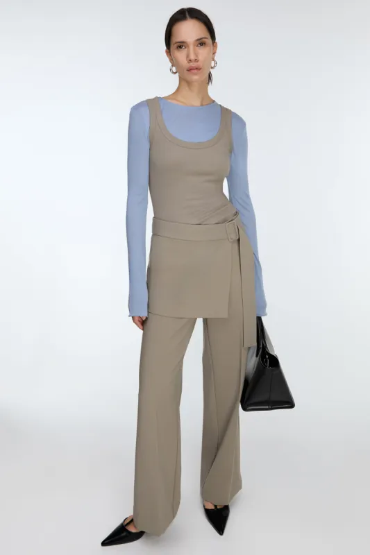 SKIRT-OVERLAY SUITING TROUSER sold by OAK AND FORT