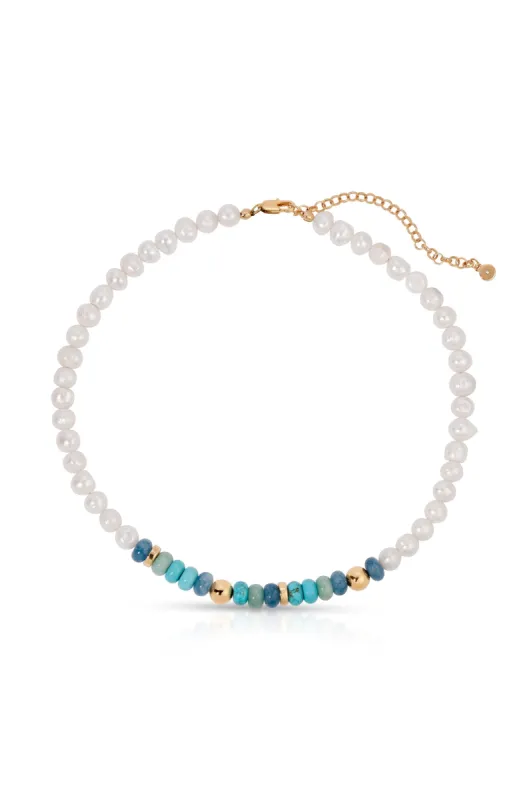 Beach Day Pearl and Gemstone Necklace sold by Beach Bunny