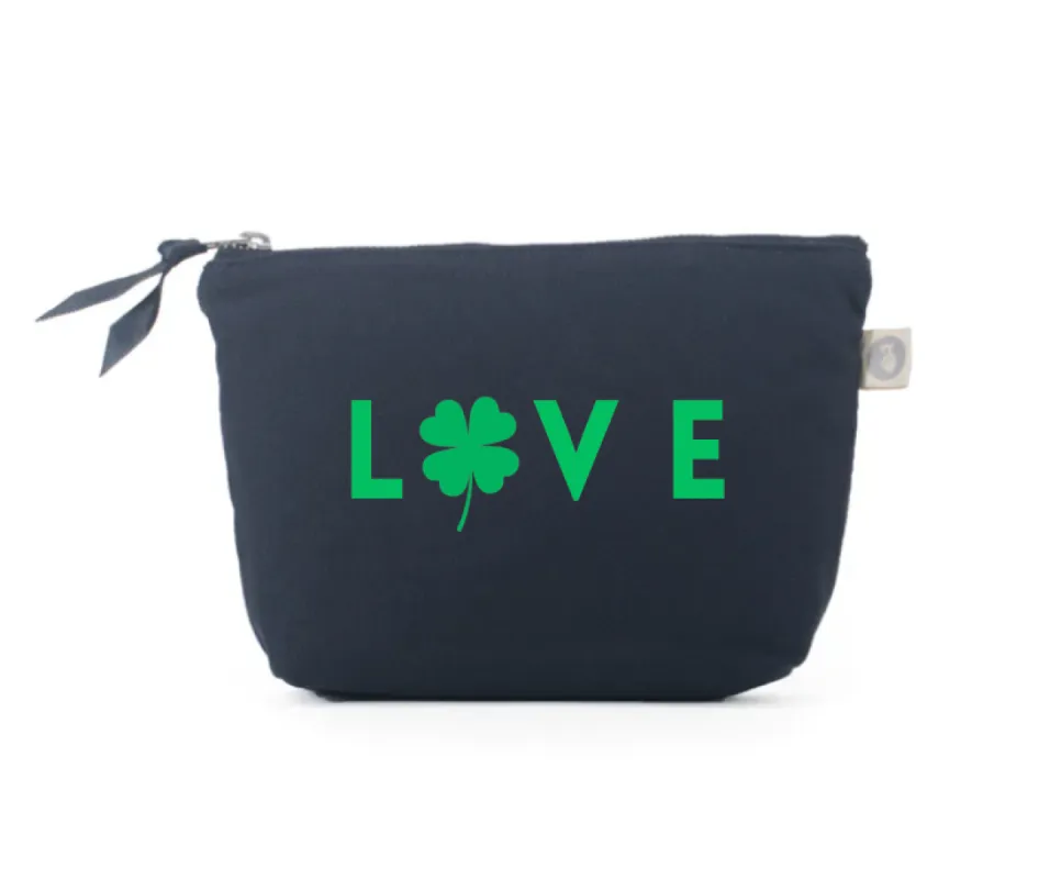 LOVE with a SHAMROCK Navy Makeup Bag - NEW! sold by Quilted Koala