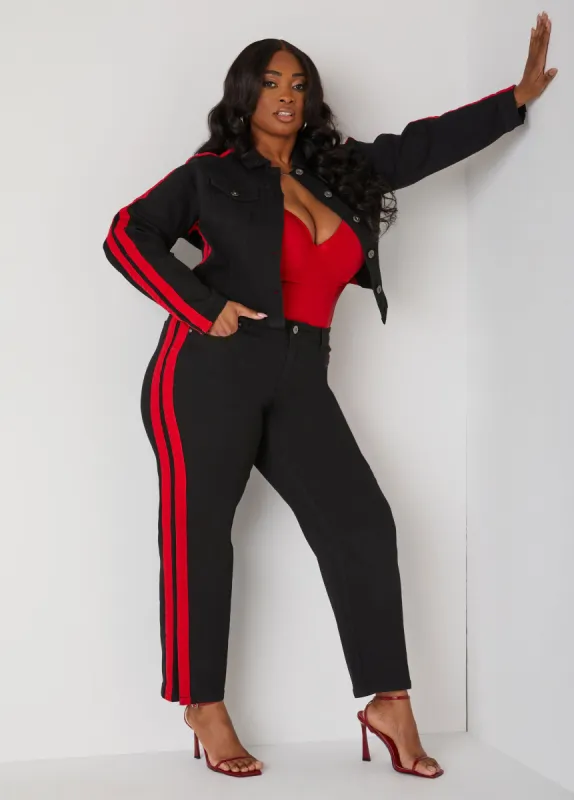 Striped Straight Leg Jeans sold by Ashley Stewart