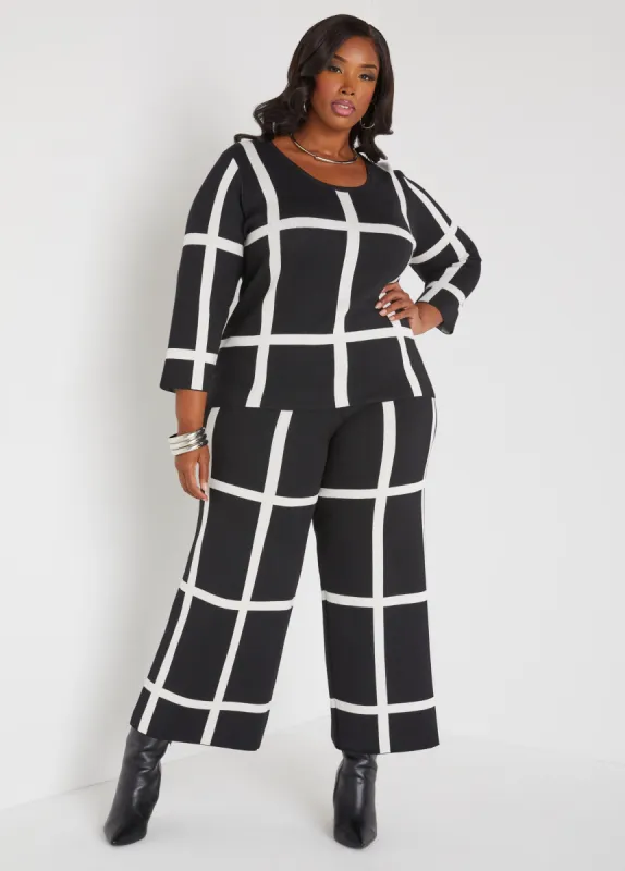 Windowpane Sweater Pants sold by Ashley Stewart