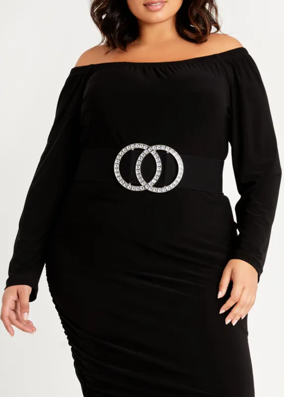 Crystal Circle Wide Stretch Belt sold by Ashley Stewart
